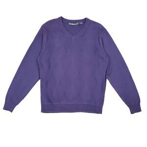 Oscar De La Renta Mens Vneck Sweater L Purple Argyle Preppy Grandpa Dadcore